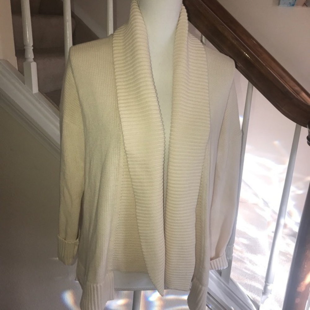 J. Crew cotton cable shawl collar sweater size S